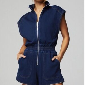Fabletics Women’s Terry Short One Piece Romper XS Front Zipper